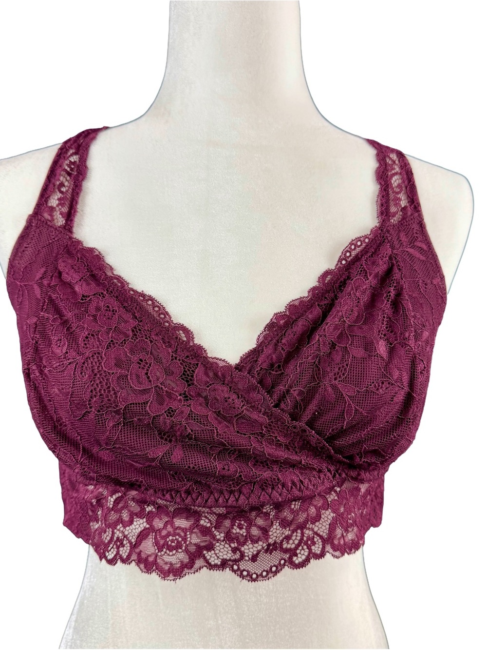 Motherhood Maternity Lace Wrap Nursing Bralette in Burgundy